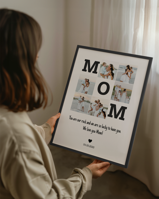 capa:mae | Quadro c/ 3 Letras & 6 Fotografias Personalizado — presente para a Mãe