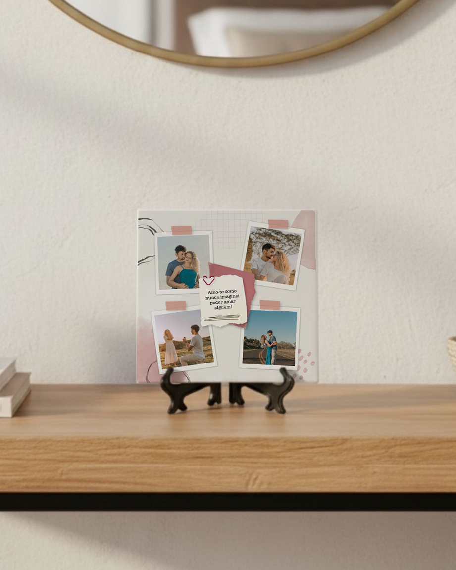 Azulejo c/ 4 Fotos Polaroid & Dedicatória