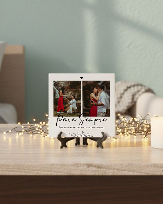 capa:namorados | Azulejo c/ 2 Fotografias & Dedicatórias Personalizado