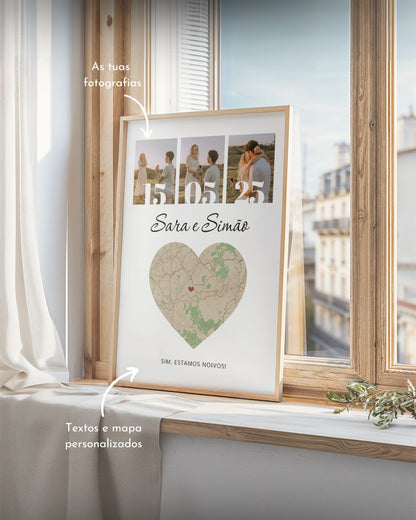 Cuadro c/ 3 Fotografías y Mapa Personalizado