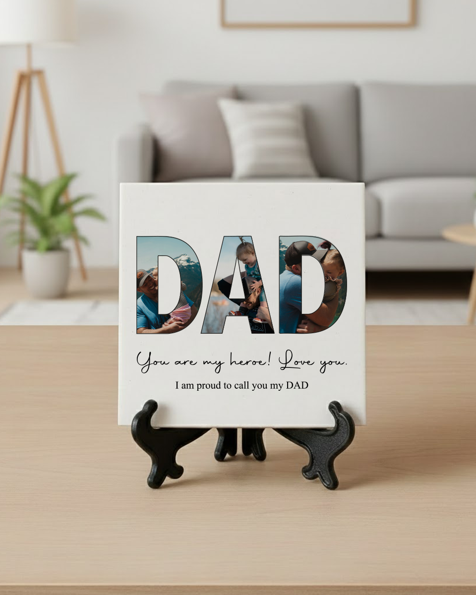 Azulejo "DAD" c/ 4 Fotos Personalizado