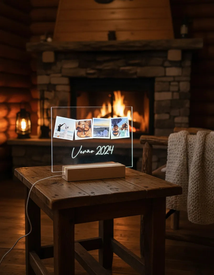 Lámpara c/ 4 Fotografías y Frase Especial