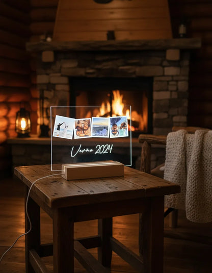 Lámpara c/ 4 Fotografías y Frase Especial