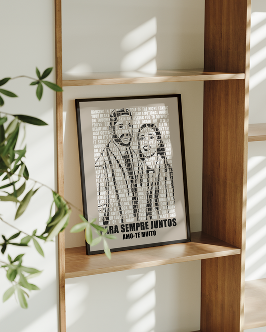 capa:namorados | Quadro c/ Retrato em Letra de Música — presente para Namorados
