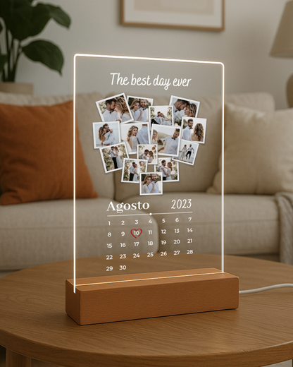 Placa c/ 14 Fotografias & Calendário Personalizado