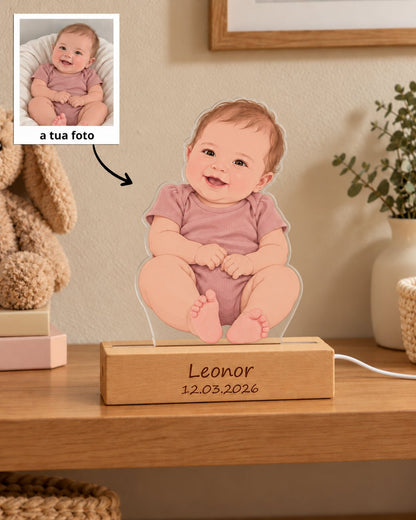Placa c/ Retrato Colorido Bebé Personalizado — exemplo 2, apagada