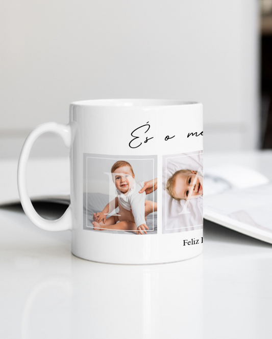 Caneca "MÃE" & "PAI" c/ 3 Fotografias Personalizada